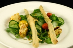 salade - Waterkerssalade met aspergetempura