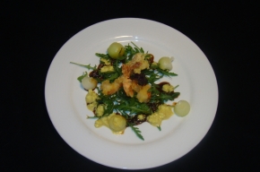 voorgerecht - Salade van gefrituurde gamba's