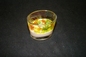 amuse - Hammouse met witte asperges en eivinaigrette