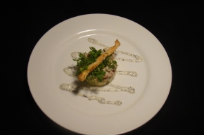 voorgerecht - Eiersalade, garnalensalade, kruidensalade en truffeldressing