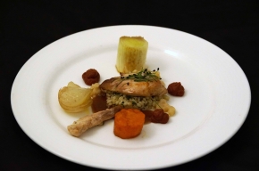 hoofdgerecht - Roodpootpatrijs met oerwortel en uiencreme