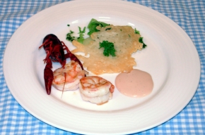 voorgerecht - Kletskoppen van geitenkaas met rivierkreeftjes