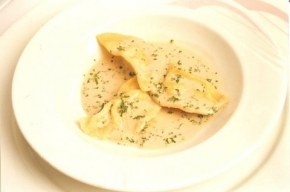 tussengerecht - Ravioli van kalfsvlees en roomsaus