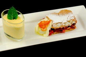 nagerecht - Cranberryclafoutis met sinaasappelhoningcrème