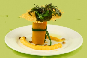 voorgerecht - Surimi met pompoen en chilivinaigrette