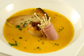 soep - Pompoensoep met coquille en paddenstoelen