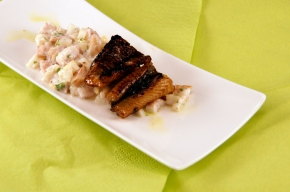 amuse - Gelakte paling met salade van asperges