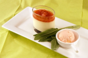 nagerecht - Panna cotta met rabarber en rabarber-gemberijs