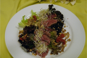 voorgerecht - Salade met à la minute gerookte springbokfilet