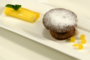 nagerecht - Canneloni van sinaasappel en quenelle van chocoladesorbet