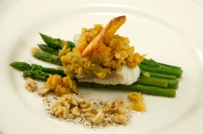 voorgerecht - Zeewolf met linzentapenade