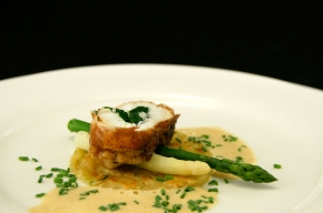 tussengerecht - Medaillon van zeeduivel en een sabayon van Westmalle