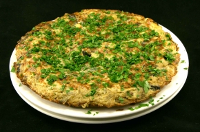 tapas - Tortilla met aubergine en serranoham