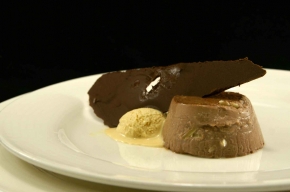 nagerecht - Chocolade kaaspudding met trappistenijs